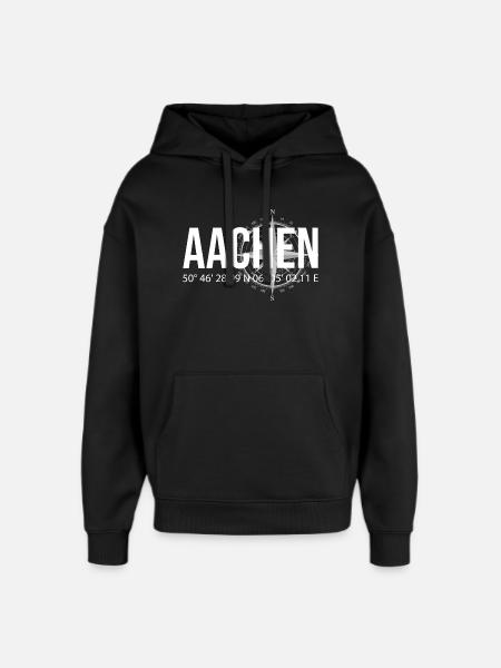 Koordinaten Aachen - Oversized Unisex Hoodie von Stanley/Stella - Schwarz