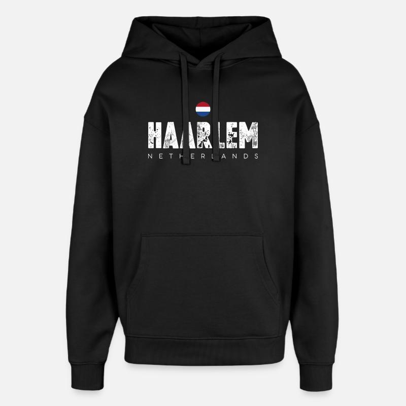 Logo en détresse de Haarlem - Sweat à capuche unisexe Stanley/Stella Oversized - noir