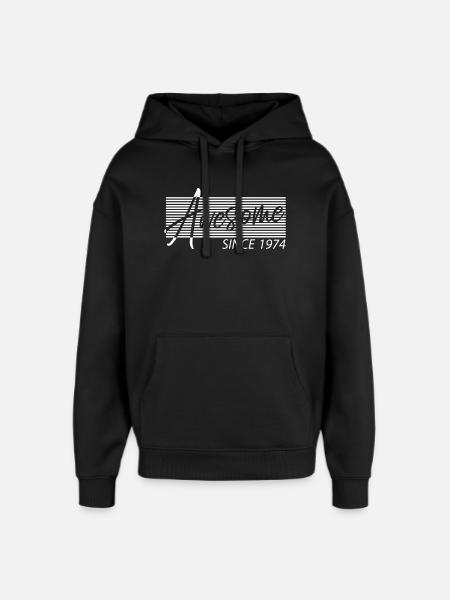 Awesome since 1974 Birthday Retro - Oversized Unisex Hoodie by Stanley/Stella - black