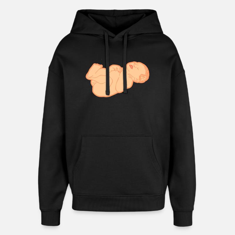 Nouveau-né, teint clair - Sweat à capuche unisexe Stanley/Stella Oversized - noir
