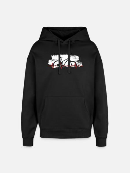 Bike Heartbeat Graphic - Oversized Unisex Hoodie by Stanley/Stella - black