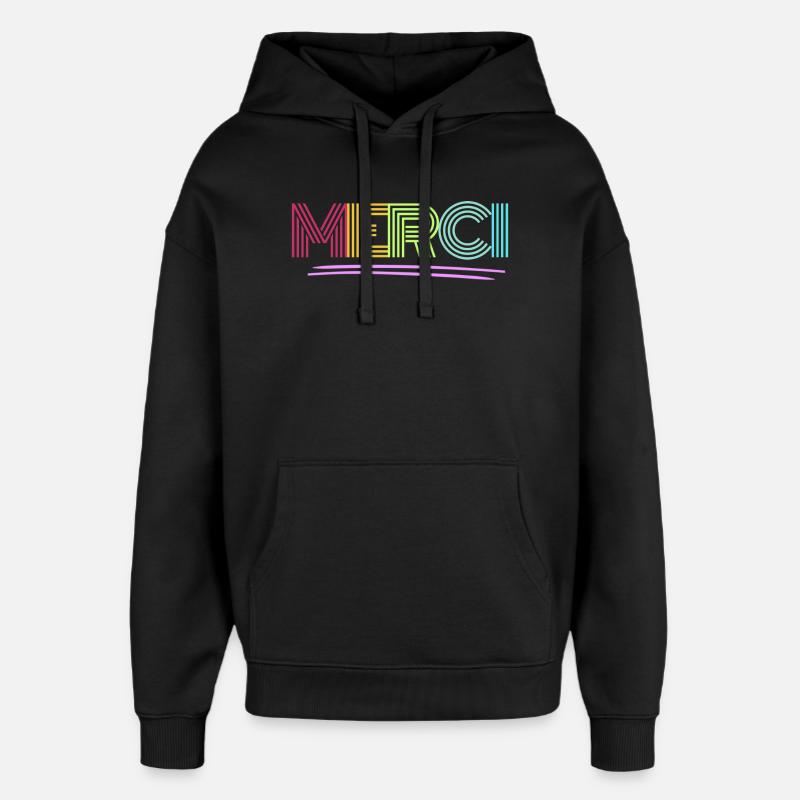 MERCI - Merci - Arc-en-ciel - Merci - Sweat à capuche unisexe Stanley/Stella Oversized - noir