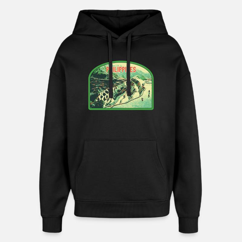 Majesté des Rizières en Terrasse, Philippines - Sweat à capuche unisexe Stanley/Stella Oversized - noir