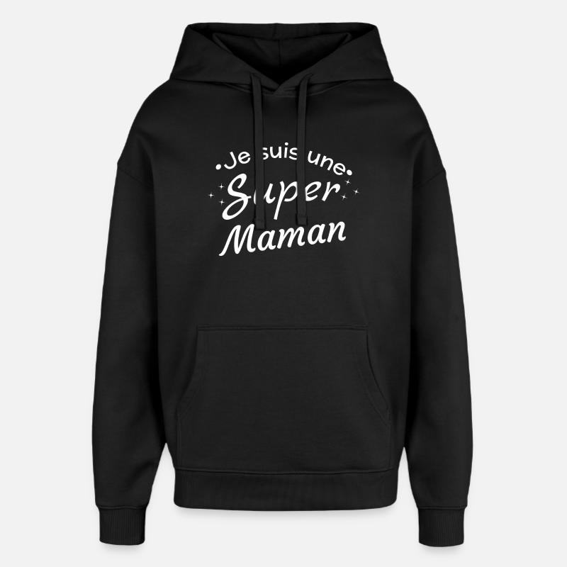 Personalized Super Moms Day - Oversized Unisex Hoodie by Stanley/Stella - black
