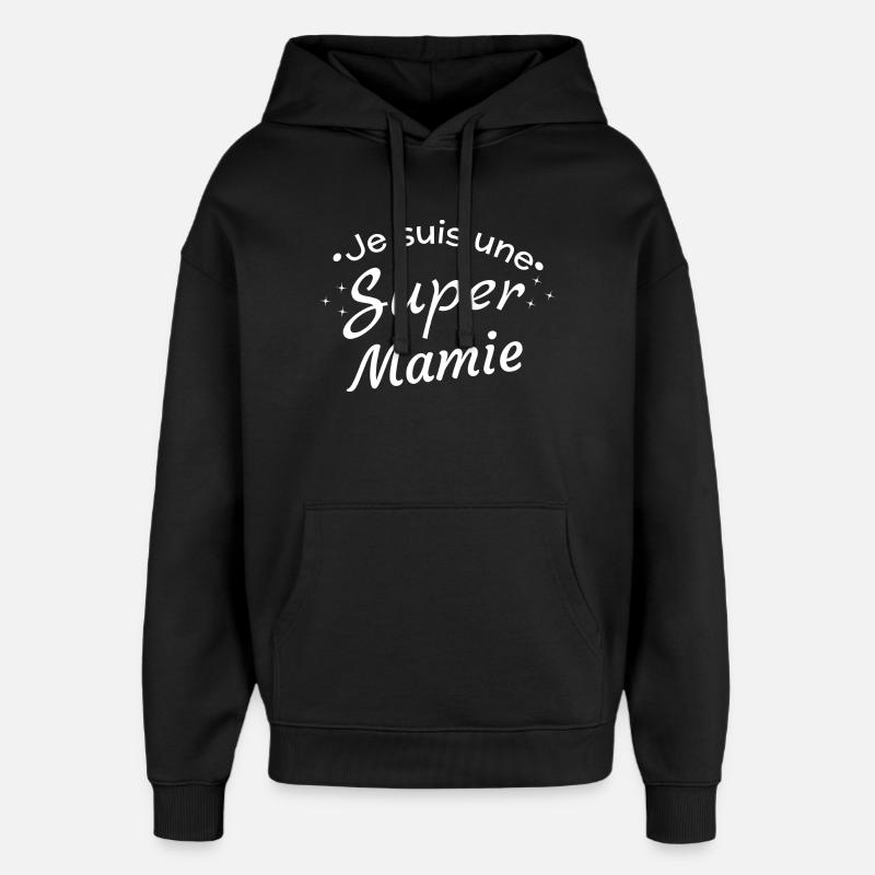 Fierté Mamie Super-Héroïne - Sweat à capuche unisexe Stanley/Stella Oversized - noir