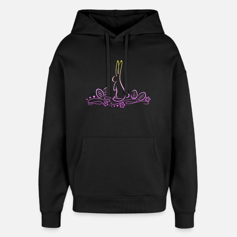 Easter Bunny Silhouette with Easter Eggs - Oversized Unisex Hoodie by Stanley/Stella - black