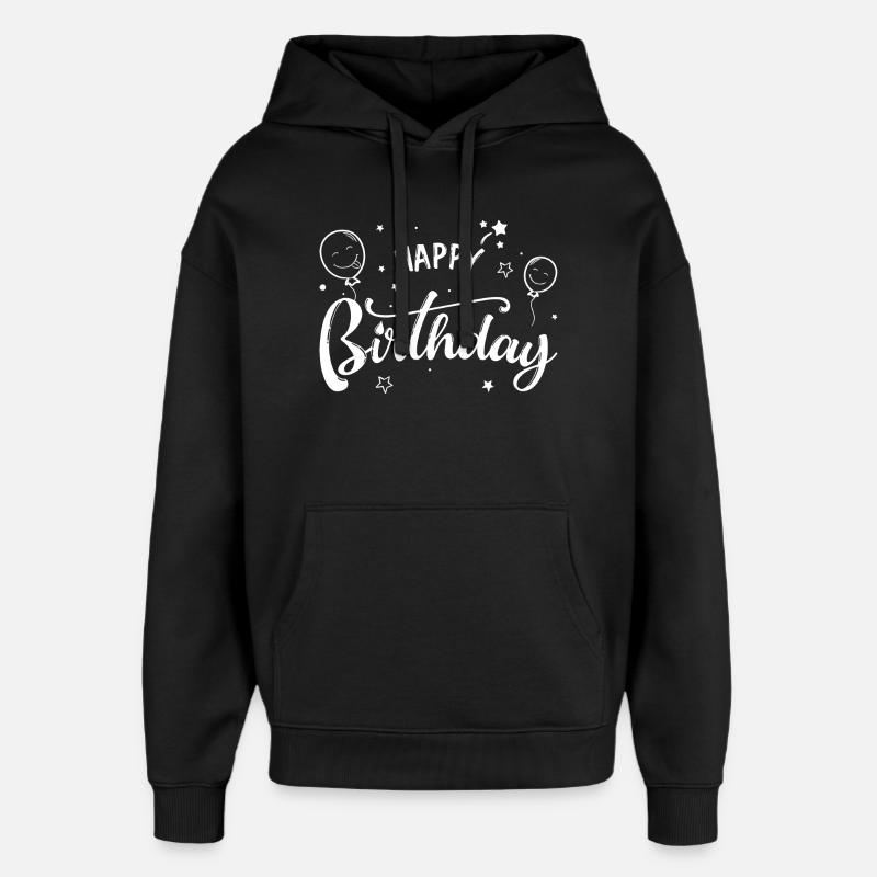 Birthday Balloons Script - Oversized Unisex Hoodie by Stanley/Stella - black