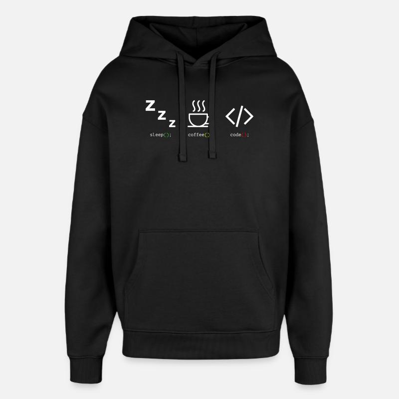 Code Coffee Sleep Trio - Oversized Unisex Hoodie by Stanley/Stella - black