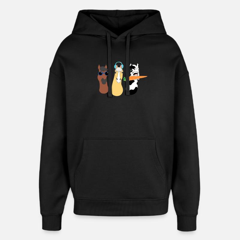 Funky Tierdesign mit bunten Accessoires - Oversized Unisex Hoodie von Stanley/Stella - Schwarz