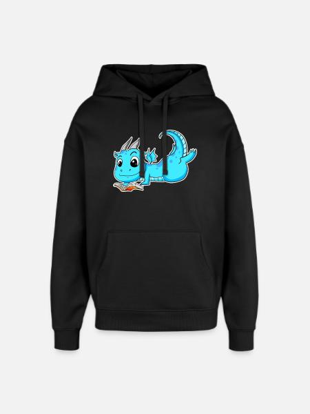 Dragon Book Reading - Oversized Unisex Hoodie by Stanley/Stella - black