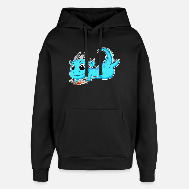 Dragon Book Reading - Oversized Unisex Hoodie by Stanley/Stella - black
