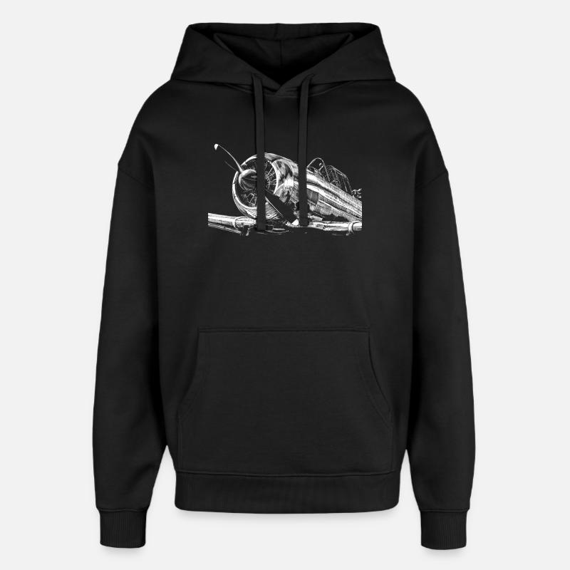Flugzeug - Oversized Unisex Hoodie von Stanley/Stella - Schwarz
