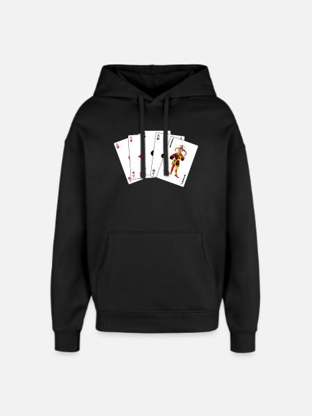 Cinq cartes Carré - Sweat à capuche unisexe Stanley/Stella Oversized - noir