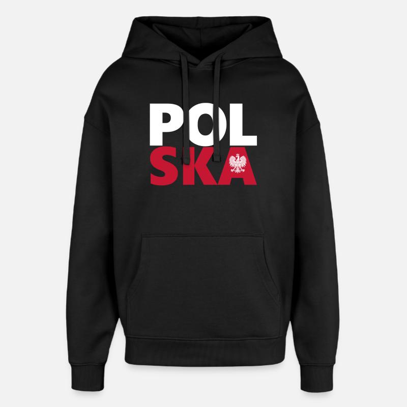 Pologne - Sweat à capuche unisexe Stanley/Stella Oversized - noir