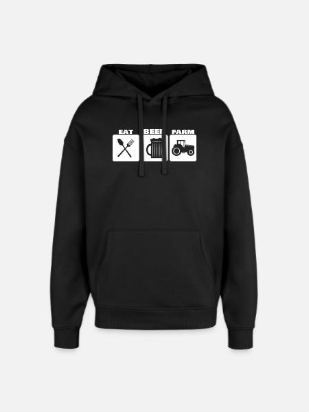 EAT, DRINK, FARM ... farmer basic needs - Oversized Unisex Hoodie by Stanley/Stella - black