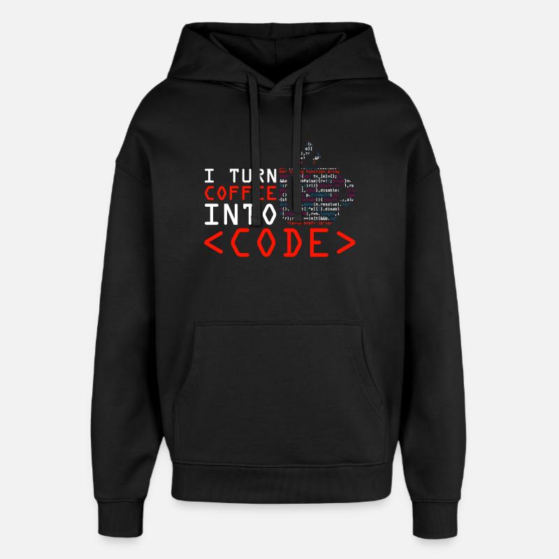 Aus Kaffee Code generieren Programmierer - Oversized Unisex Hoodie von Stanley/Stella - Schwarz
