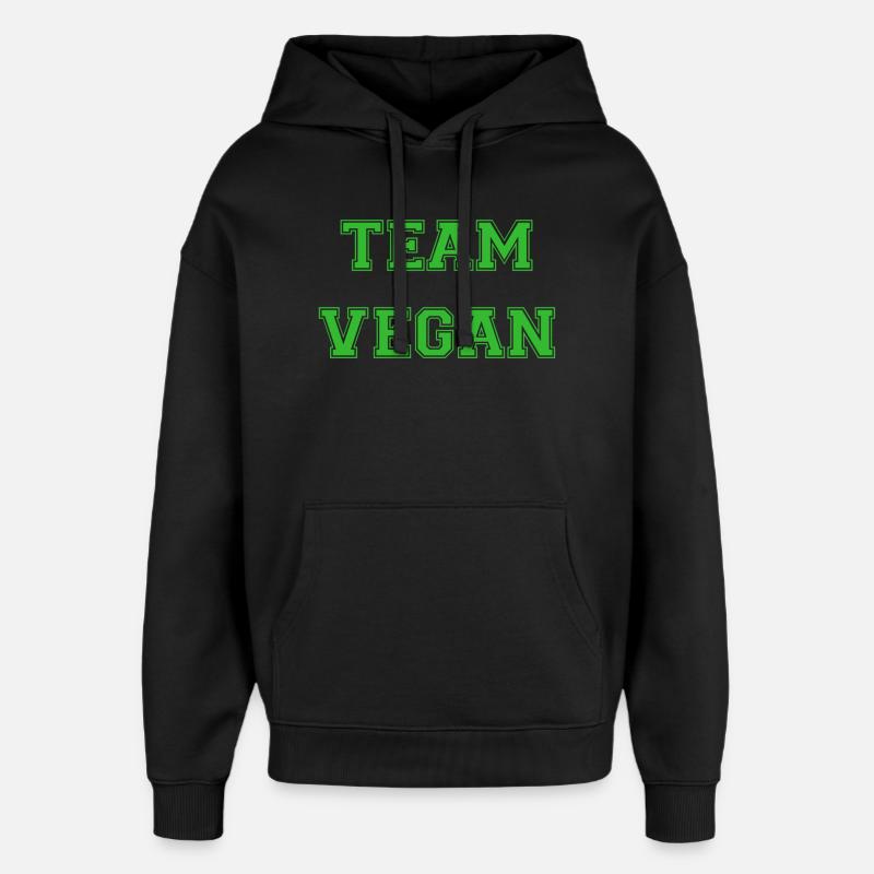 Équipe Vegan - Vert - Sweat à capuche unisexe Stanley/Stella Oversized - noir