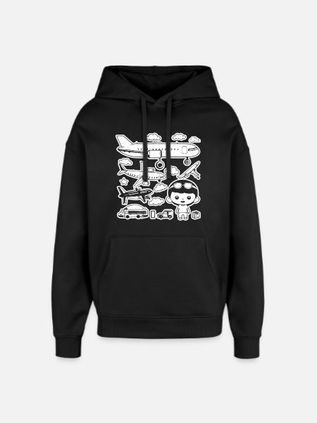 Airplanes Cartoon Style - Oversized Unisex Hoodie by Stanley/Stella - black