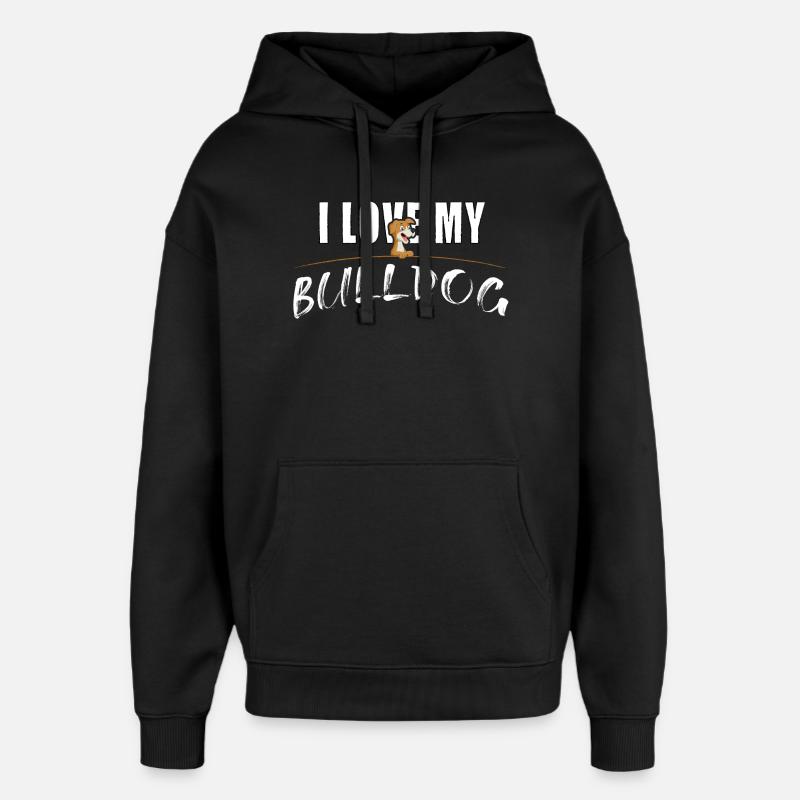 J’adore mon bouledogue - Sweat à capuche unisexe Stanley/Stella Oversized - noir