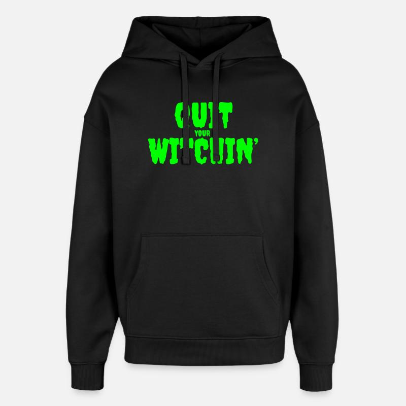 Spooky Green Witching Quit Design - Oversized Unisex Hoodie by Stanley/Stella - black