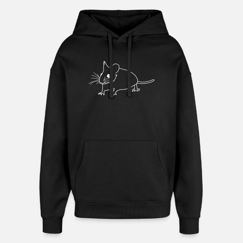 Mouse lineart - Oversized Unisex Hoodie by Stanley/Stella - black