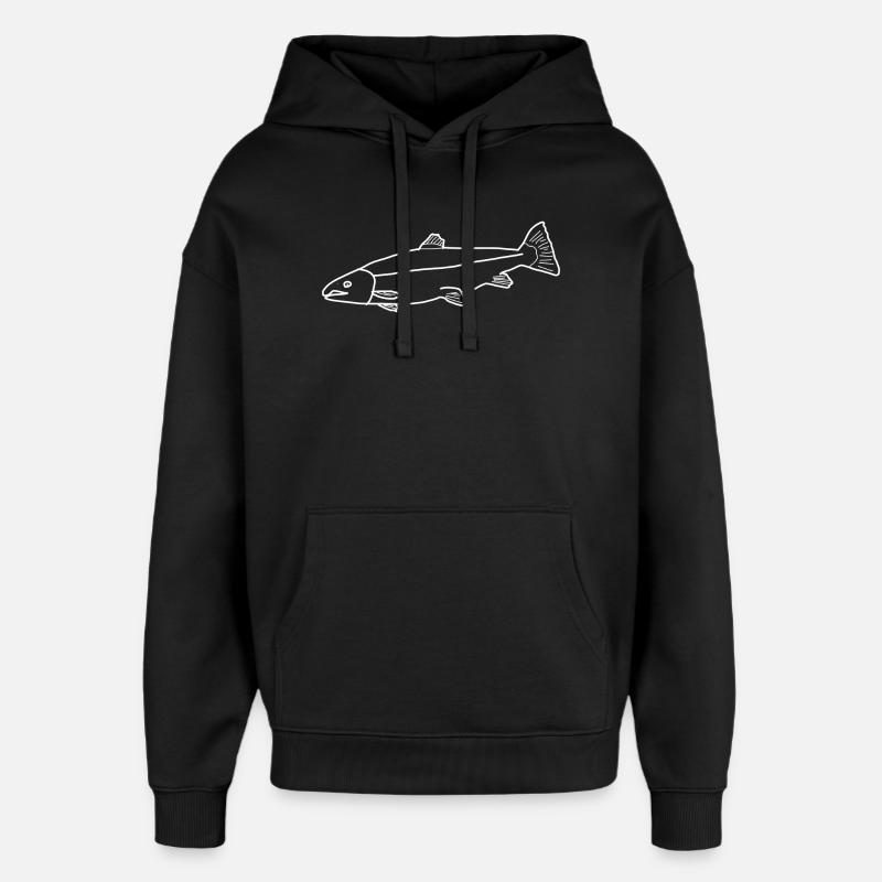 Lachs lineart - Oversized Unisex Hoodie von Stanley/Stella - Schwarz