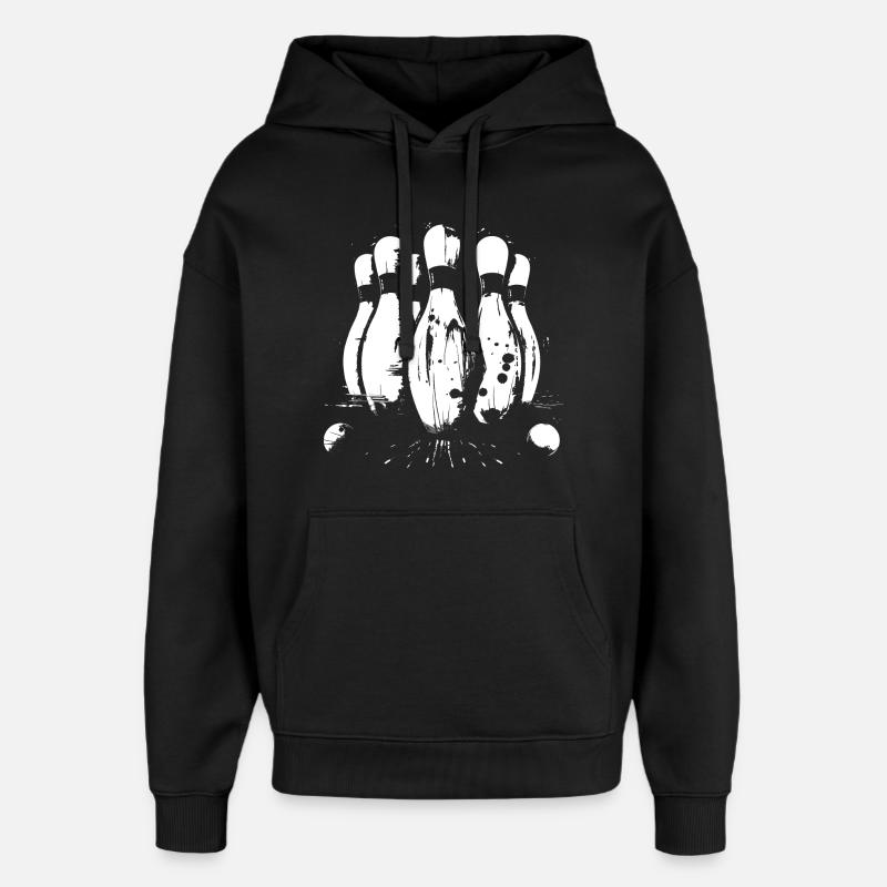 Bowling Game Graphics - Oversized Unisex Hoodie by Stanley/Stella - black