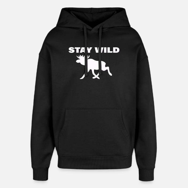 RESTEZ SAUVAGE - Sweat à capuche unisexe Stanley/Stella Oversized - noir