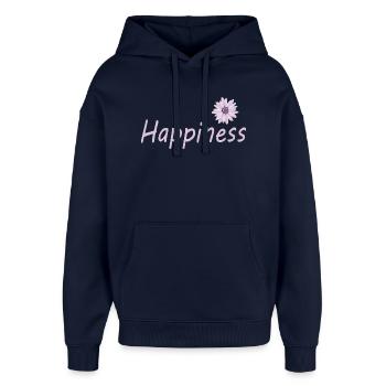 Bonheur - Sweat à capuche unisexe Stanley/Stella Oversized - marine - Devant - AI Model Female 172 light (172cm) & AI Model Male 185 light (185cm)