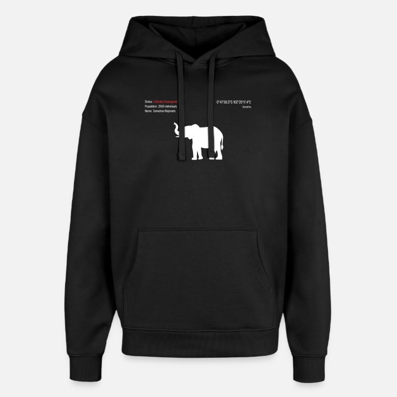 Éléphant - Sweat à capuche unisexe Stanley/Stella Oversized - noir