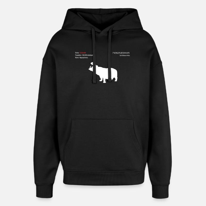 Hippopotame - Sweat à capuche unisexe Stanley/Stella Oversized - noir
