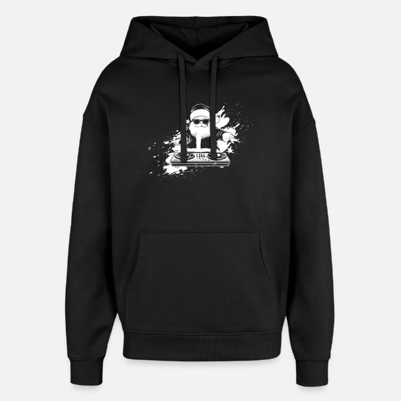 Dynamic DJ Silhouette Print - Oversized Unisex Hoodie by Stanley/Stella - black