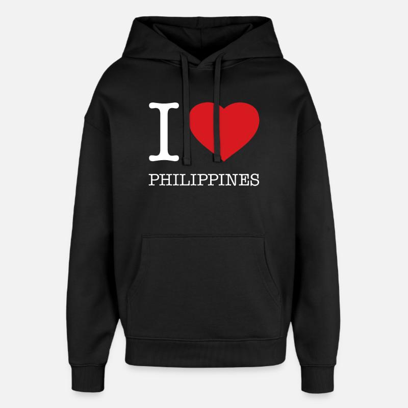 J’ADORE LES PHILIPPINES - Sweat à capuche unisexe Stanley/Stella Oversized - noir