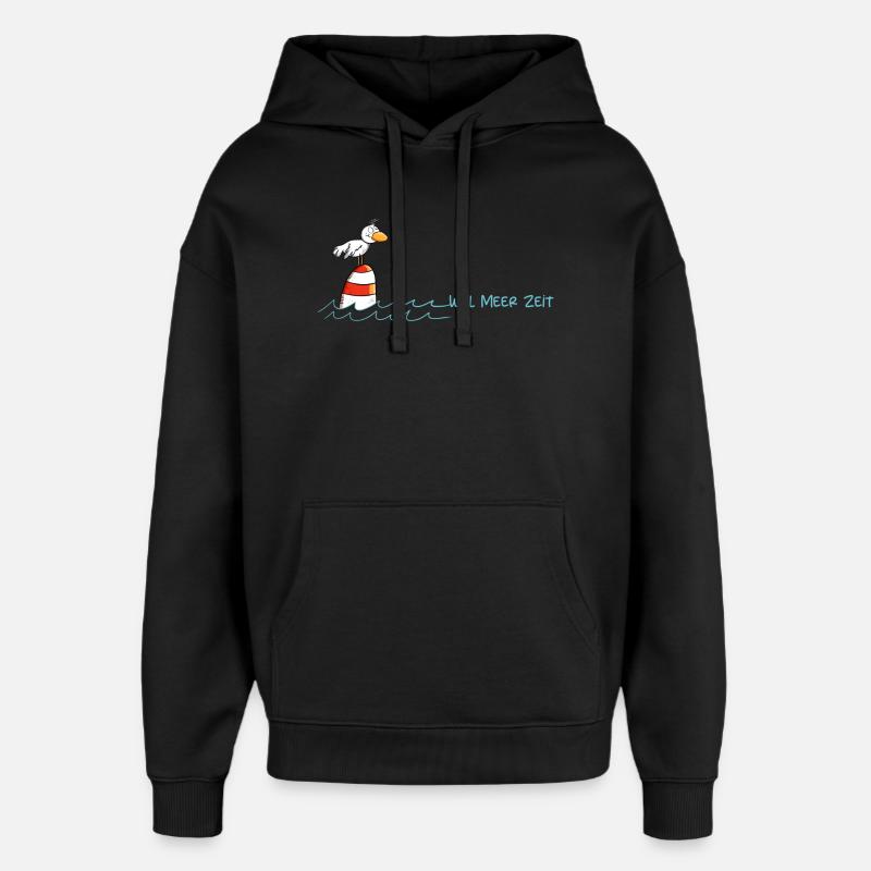 Drollige Möwe Will Meer Zeit - Oversized Unisex Hoodie von Stanley/Stella - Schwarz