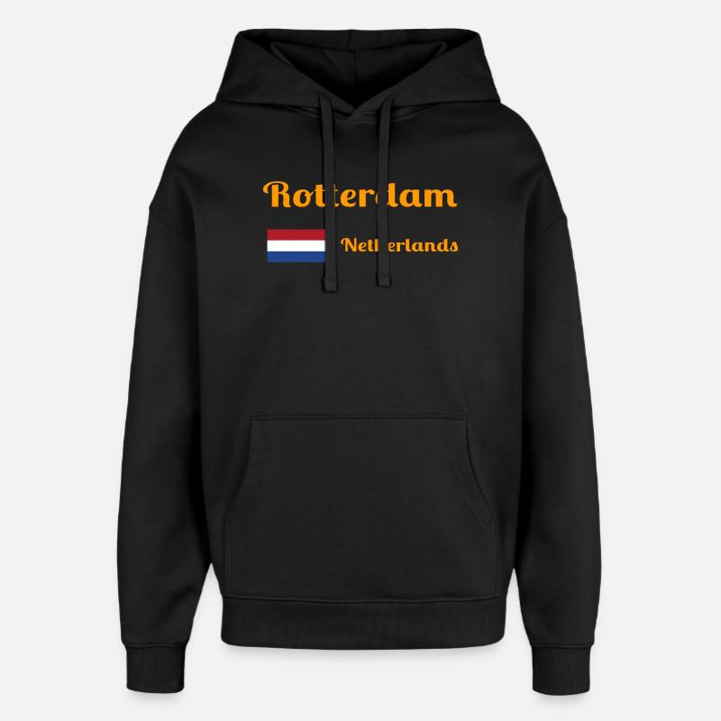 Rotterdam Pays-Bas - Imprimés élégants - Sweat à capuche unisexe Stanley/Stella Oversized - noir