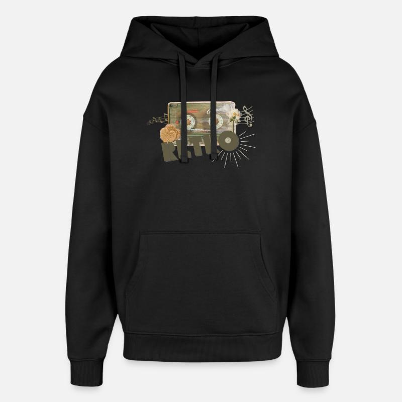 Collage de cassettes rétro - Sweat à capuche unisexe Stanley/Stella Oversized - noir