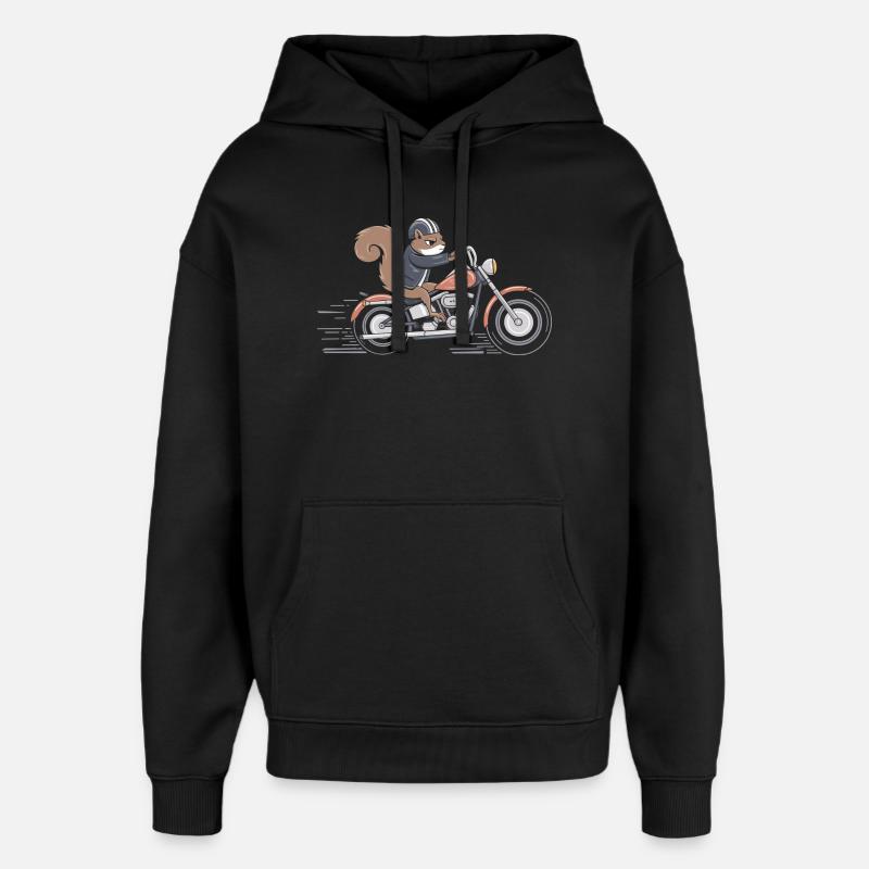 Cavalier d’écureuil à vélo - Sweat à capuche unisexe Stanley/Stella Oversized - noir
