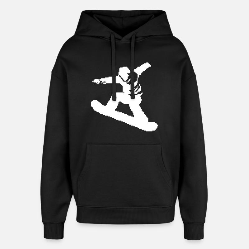 Snowboarder Pixel Graphic - Oversized Unisex Hoodie by Stanley/Stella - black