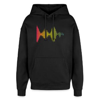 Motif d’ondes sonores colorées - Sweat à capuche unisexe Stanley/Stella Oversized - noir - Devant - AI Model Female 172 light (172cm) & AI Model Male 185 light (185cm)