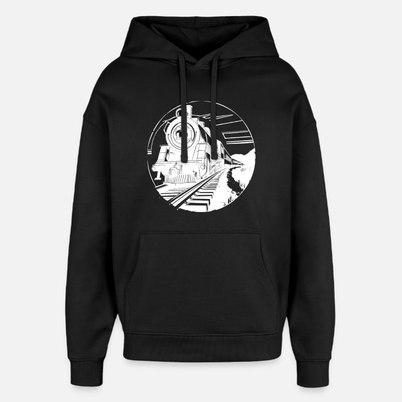 Graphique ferroviaire - Sweat à capuche unisexe Stanley/Stella Oversized - noir