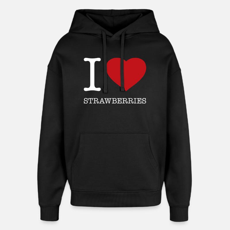 J’ADORE LES FRAISES - Sweat à capuche unisexe Stanley/Stella Oversized - noir