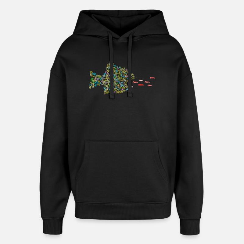 POISSON MANGE-VOITURES - Sweat à capuche unisexe Stanley/Stella Oversized - noir
