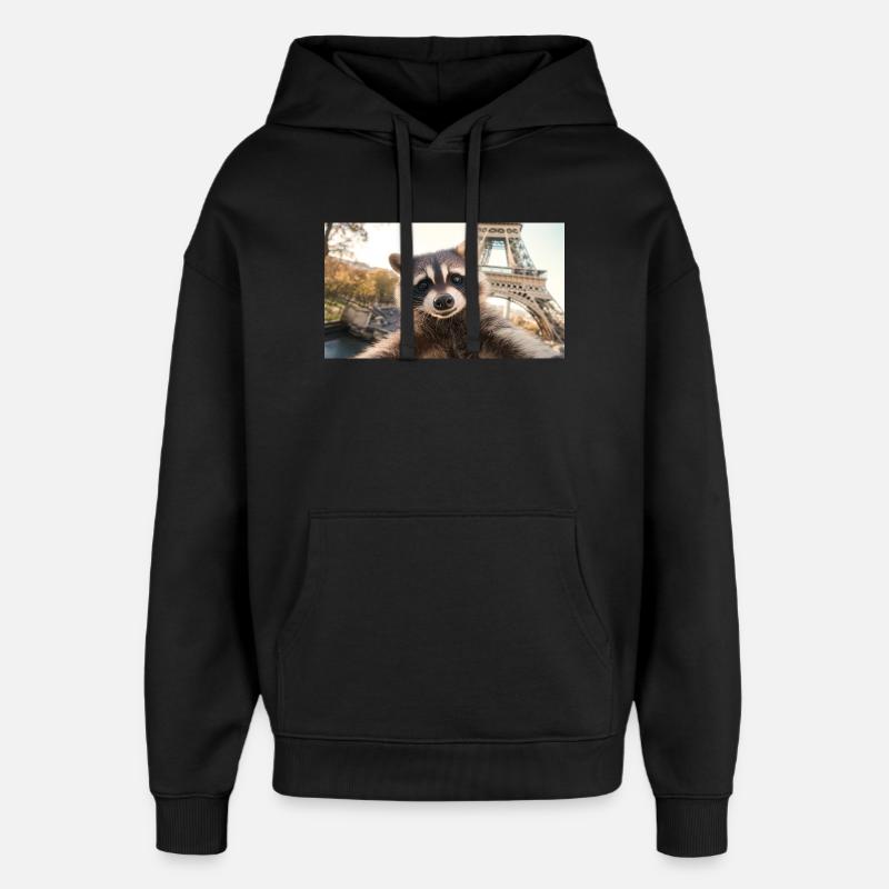 Raton laveur à Paris - Sweat à capuche unisexe Stanley/Stella Oversized - noir