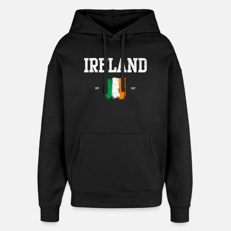 Drapeau de l’Irlande Brushstroke Design - Sweat à capuche unisexe Stanley/Stella Oversized - noir