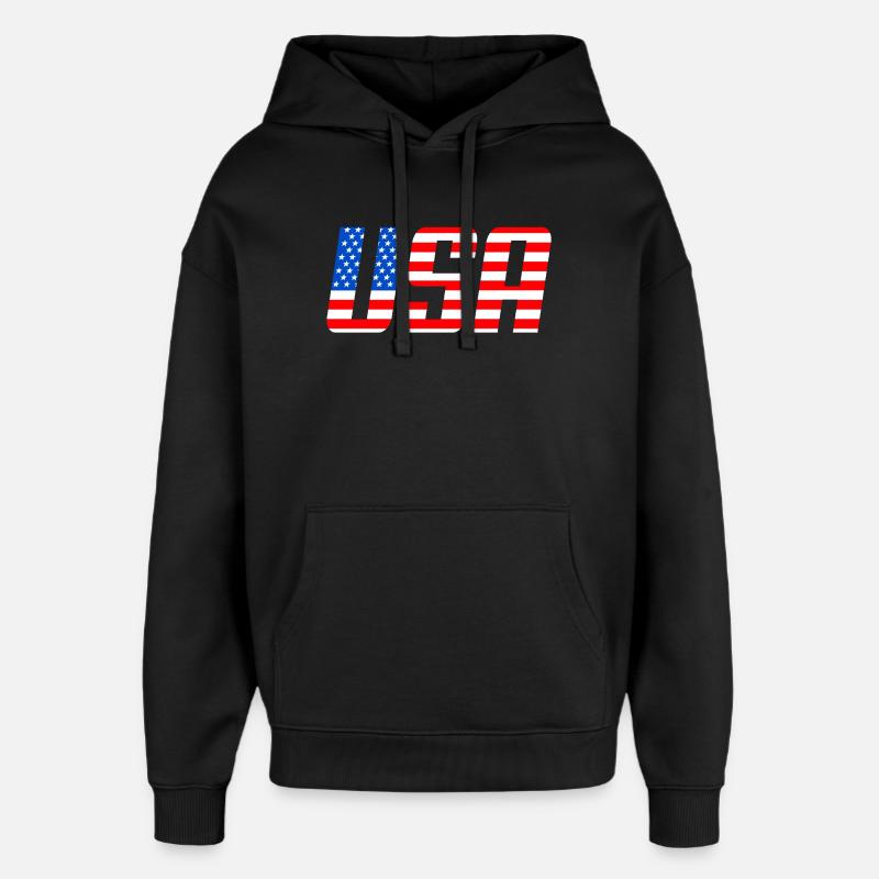 USA Flaga Gwiazd i Pasków - Stanley/Stella Oversized Bluza z kapturem unisex - czarny