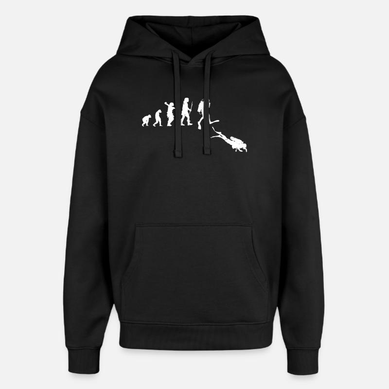 Evolution of Human Progress Illustration - Oversized Unisex Hoodie by Stanley/Stella - black