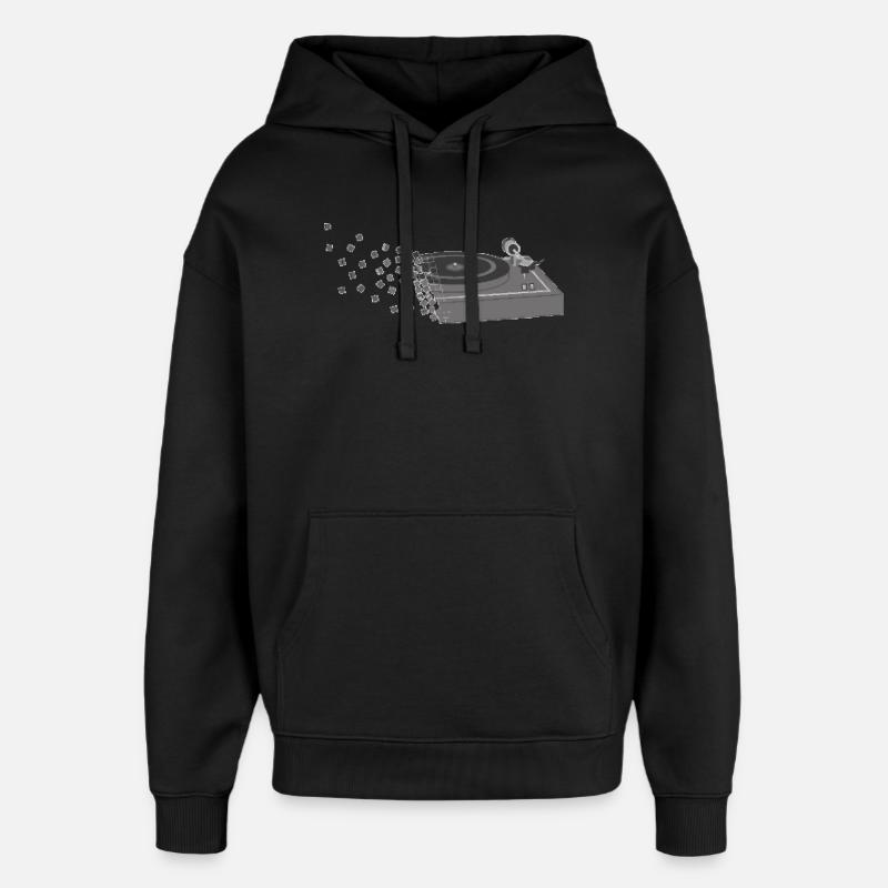 Platine vinyle Pixelart - Sweat à capuche unisexe Stanley/Stella Oversized - noir