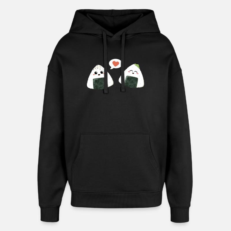 Onigiri Pärchen Liebe - Oversized Unisex Hoodie von Stanley/Stella - Schwarz