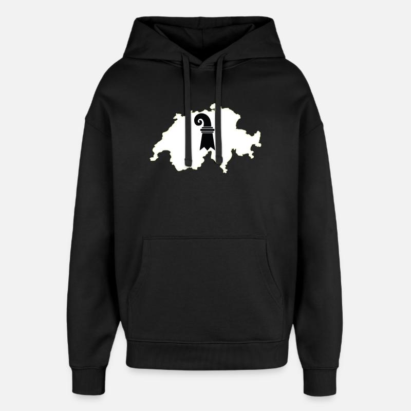 Bâle-Ville, Suisse - Sweat à capuche unisexe Stanley/Stella Oversized - noir