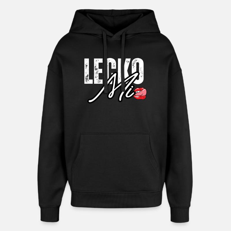 Lederoptik mit Lippenakzent - Oversized Unisex Hoodie von Stanley/Stella - Schwarz
